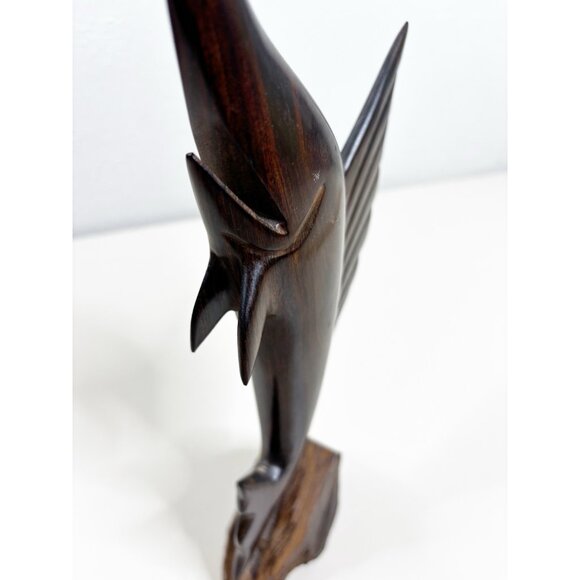 14" Wood Carved Sailfish Ironwood Striped Sculpture Beach Tropical Decor EUC - Picture 7 of 9